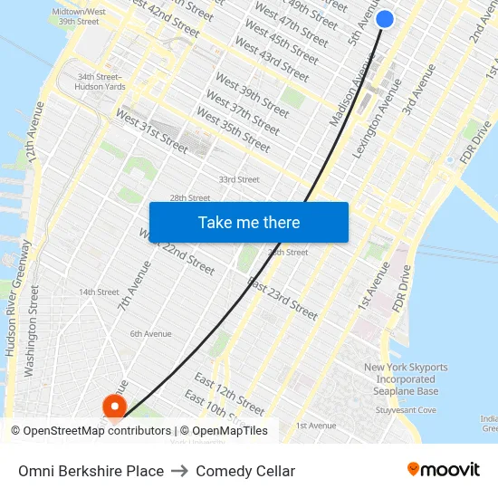 Omni Berkshire Place to Comedy Cellar map