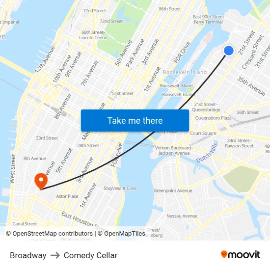 Broadway to Comedy Cellar map