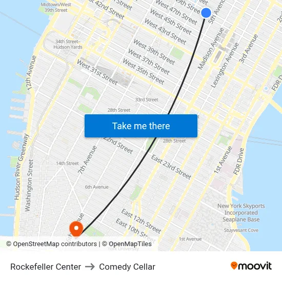 Rockefeller Center to Comedy Cellar map