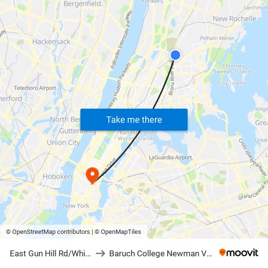 East Gun Hill Rd/White Plains Rd to Baruch College Newman Vertical Campus map