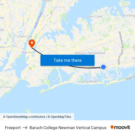Freeport to Baruch College Newman Vertical Campus map