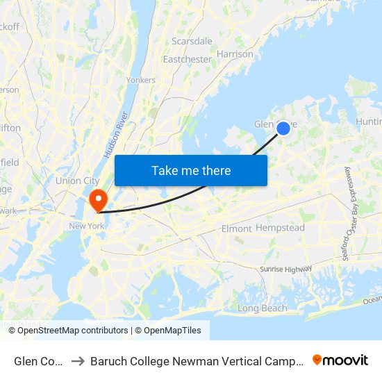 Glen Cove to Baruch College Newman Vertical Campus map