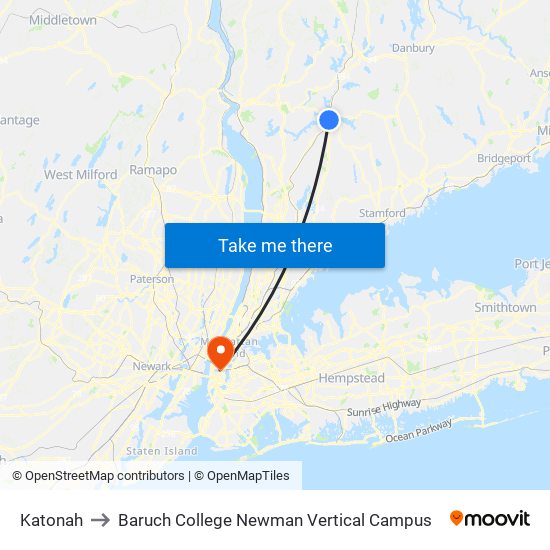 Katonah to Baruch College Newman Vertical Campus map