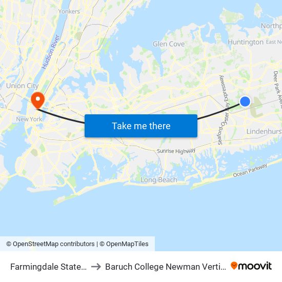 Farmingdale State College to Baruch College Newman Vertical Campus map