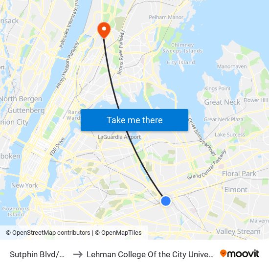 Sutphin Blvd/Archer Av to Lehman College Of the City University Of New York map