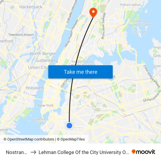 Nostrand Av to Lehman College Of the City University Of New York map