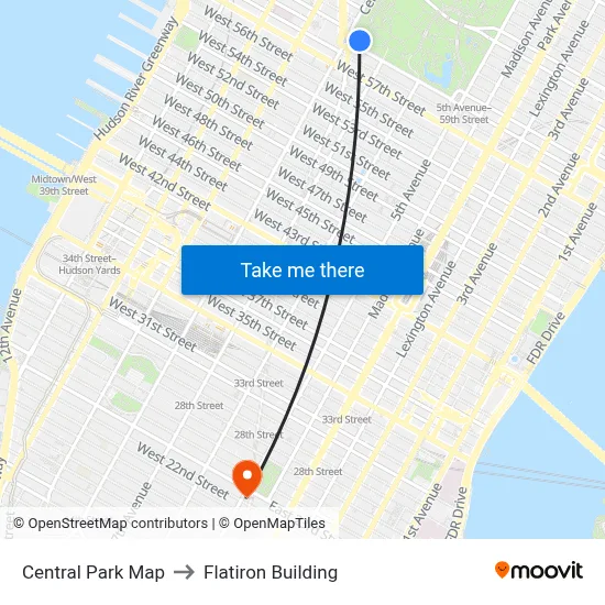 Central Park Map to Flatiron Building map