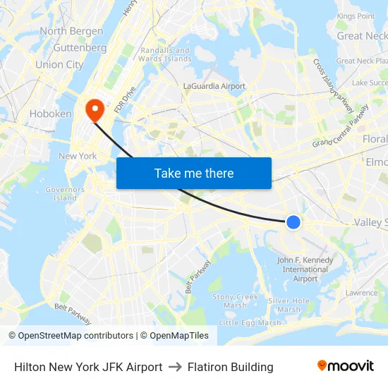 Hilton New York JFK Airport to Flatiron Building map