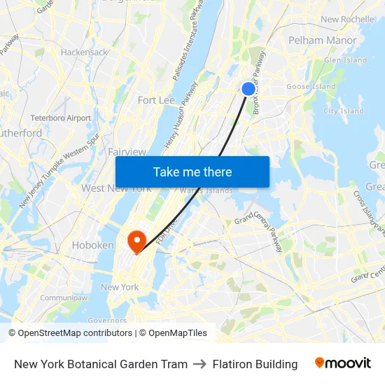 New York Botanical Garden Tram to Flatiron Building map