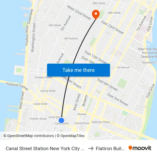 Canal Street Station New York City Subway to Flatiron Building map