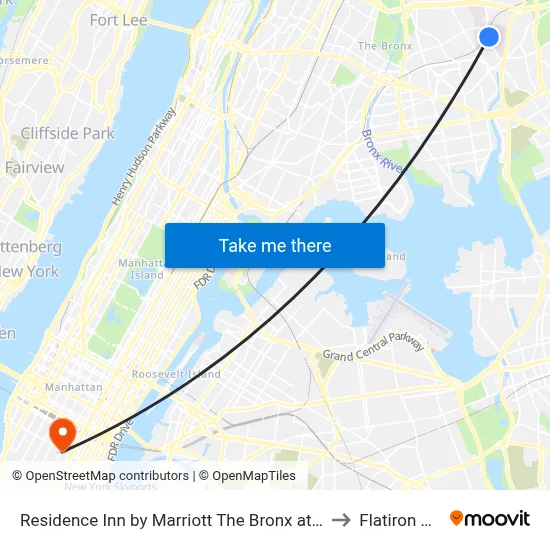 Residence Inn by Marriott The Bronx at Metro Center Atrium to Flatiron Building map