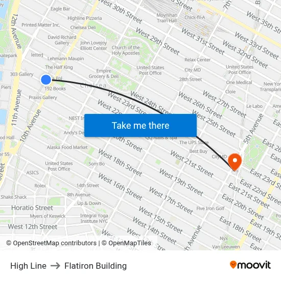 High Line to Flatiron Building map