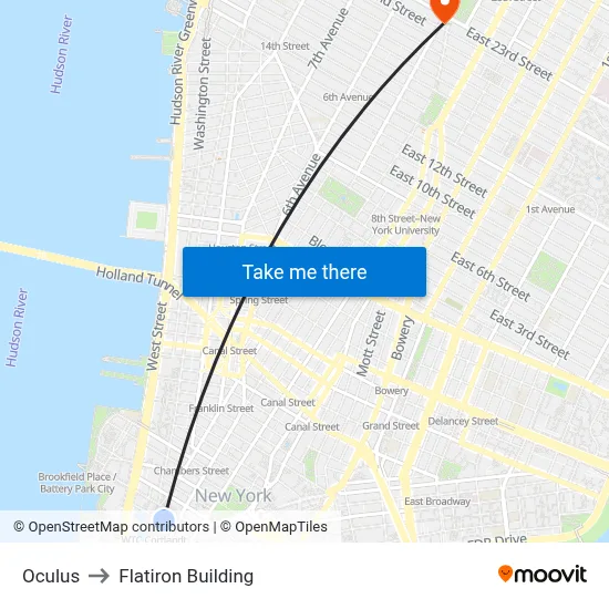 Oculus to Flatiron Building map