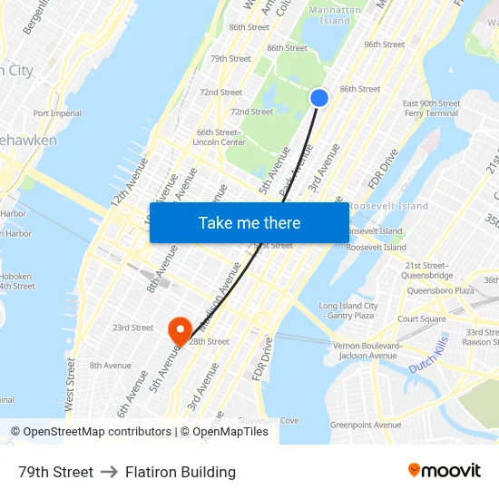 79th Street to Flatiron Building map