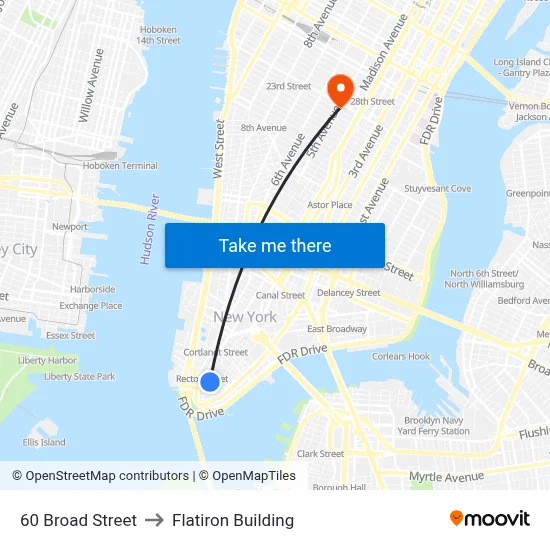 60 Broad Street to Flatiron Building map