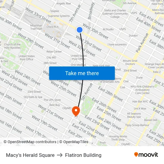Macy's Herald Square to Flatiron Building map