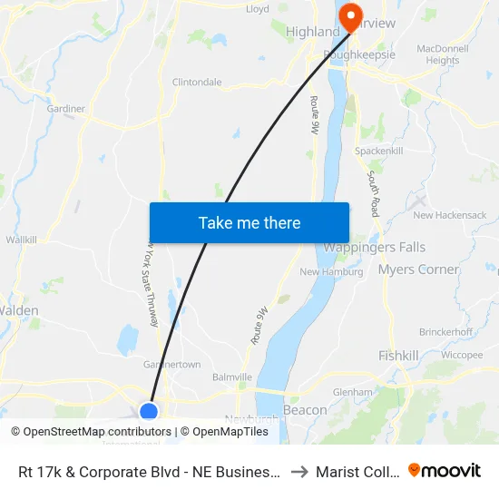 Rt 17k & Corporate Blvd - NE Business Center to Marist College map