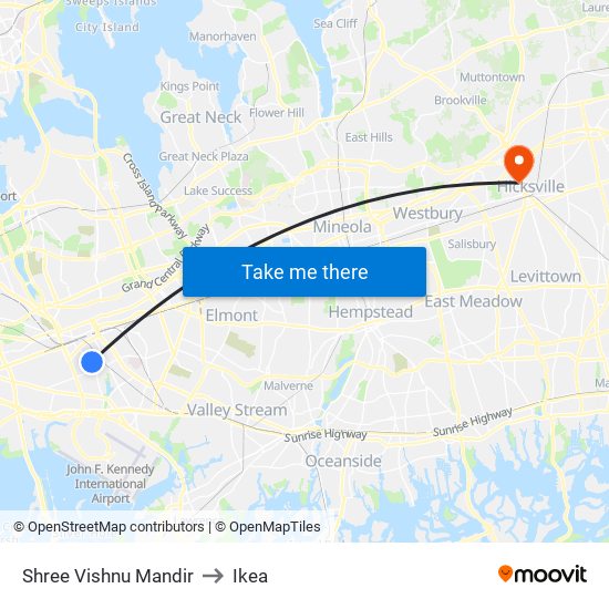 Shree Vishnu Mandir to Ikea map