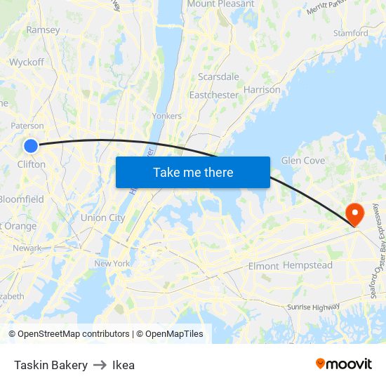 Taskin Bakery to Ikea map