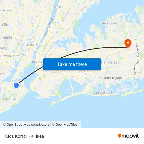 Kids Korral to Ikea map