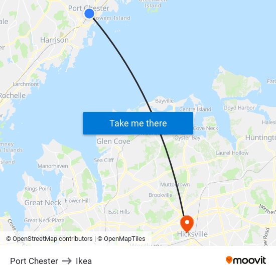 Port Chester to Ikea map