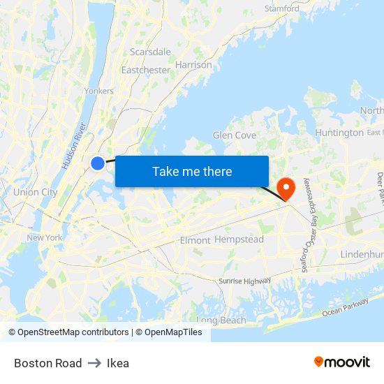Boston Road to Ikea map