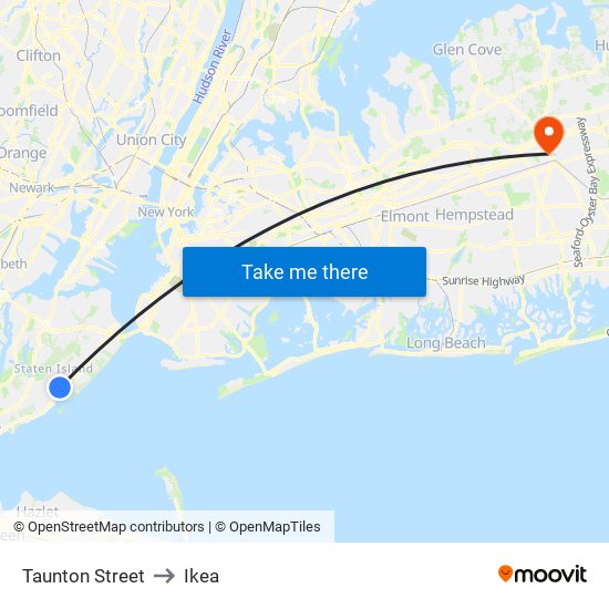 Taunton Street to Ikea map