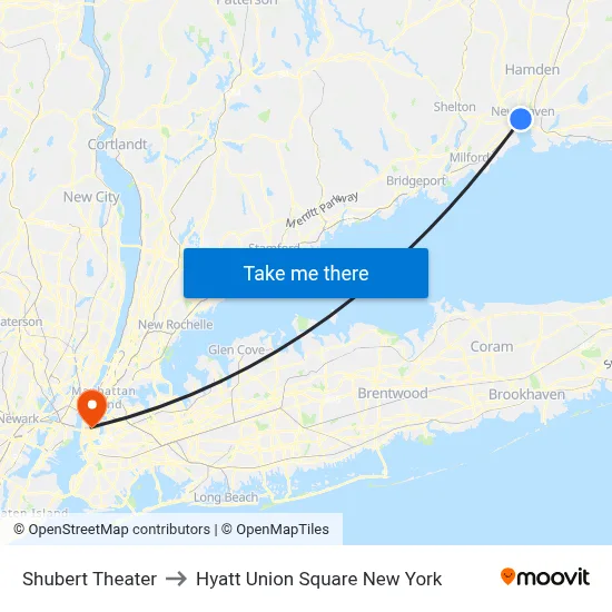 Shubert Theater to Hyatt Union Square New York map