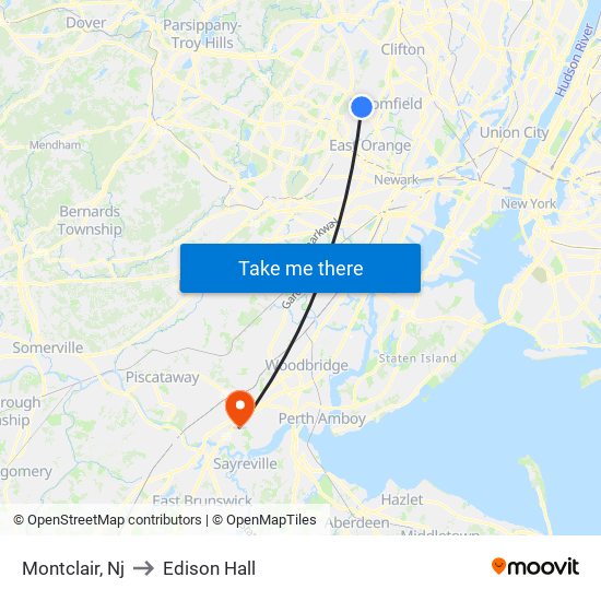 Montclair, Nj to Edison Hall map