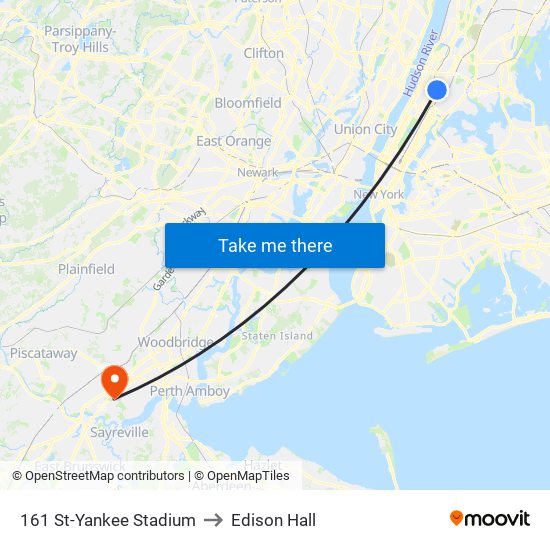 161 St-Yankee Stadium to Edison Hall map