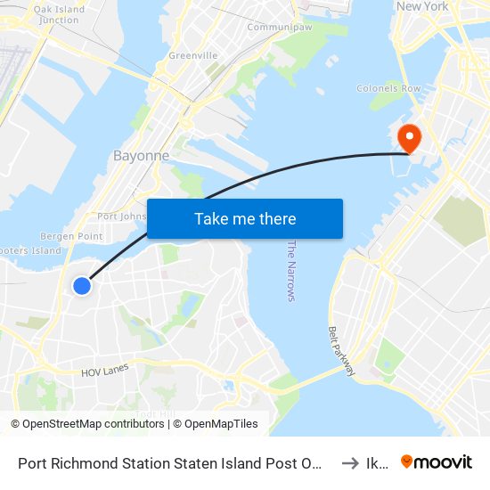 Port Richmond Station Staten Island Post Office to Ikea map