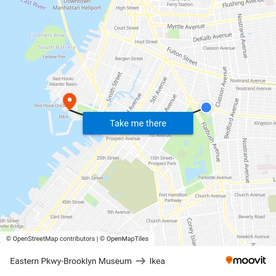 Eastern Pkwy-Brooklyn Museum to Ikea map