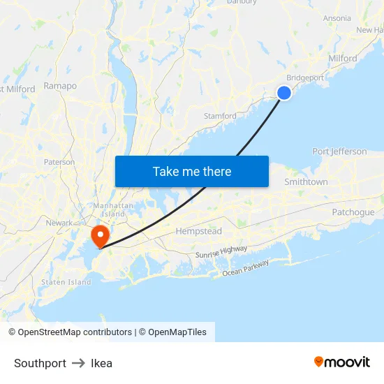 Southport to Ikea map