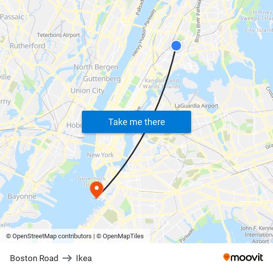Boston Road to Ikea map