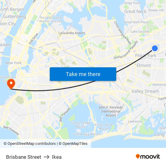 Brisbane Street to Ikea map