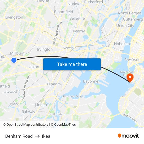 Denham Road to Ikea map