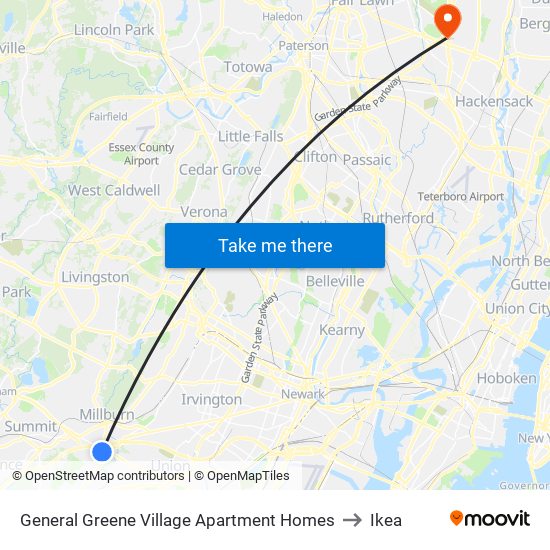 General Greene Village Apartment Homes to Ikea map