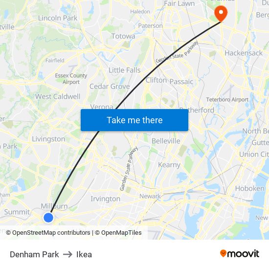 Denham Park to Ikea map