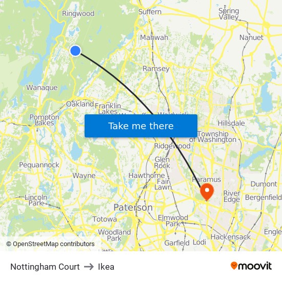 Nottingham Court to Ikea map