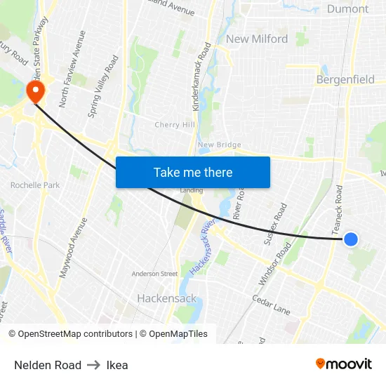 Nelden Road to Ikea map