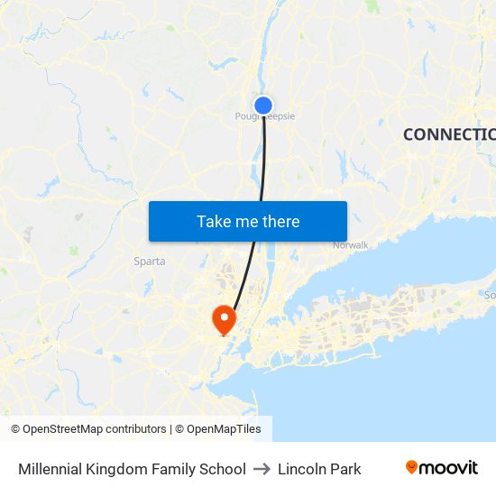 Millennial Kingdom Family School to Lincoln Park map