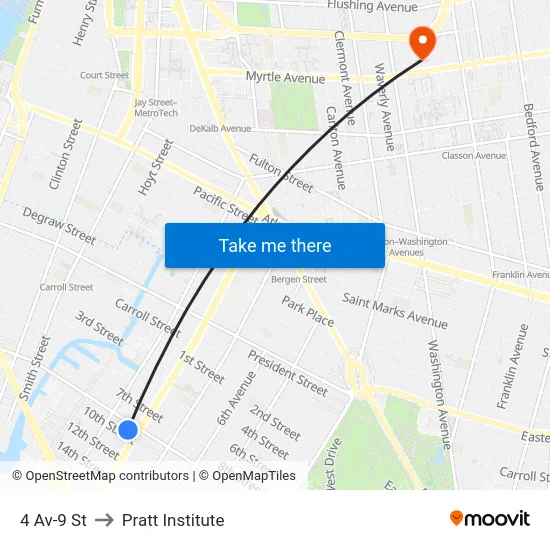 4 Av-9 St to Pratt Institute map
