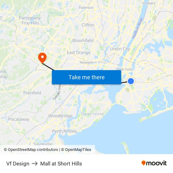 Mili Nyc to Mall at Short Hills map