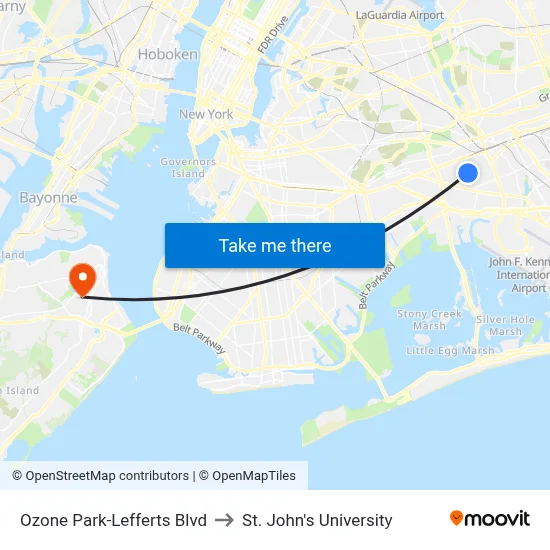 Ozone Park-Lefferts Blvd to St. John's University map