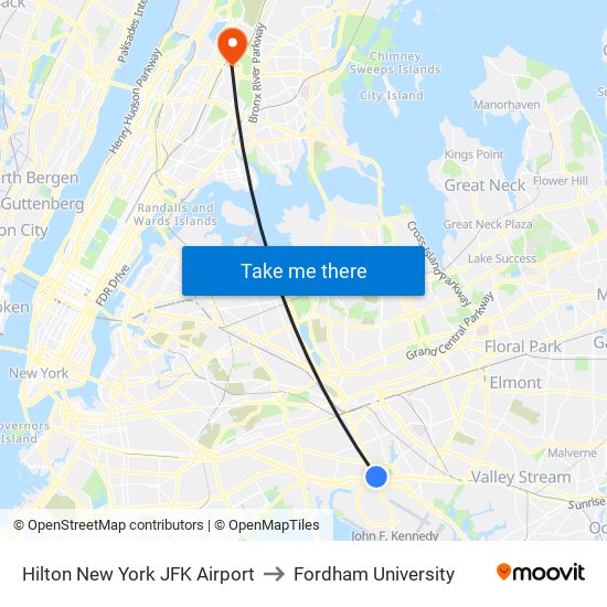 Hilton New York JFK Airport to Hilton New York JFK Airport map