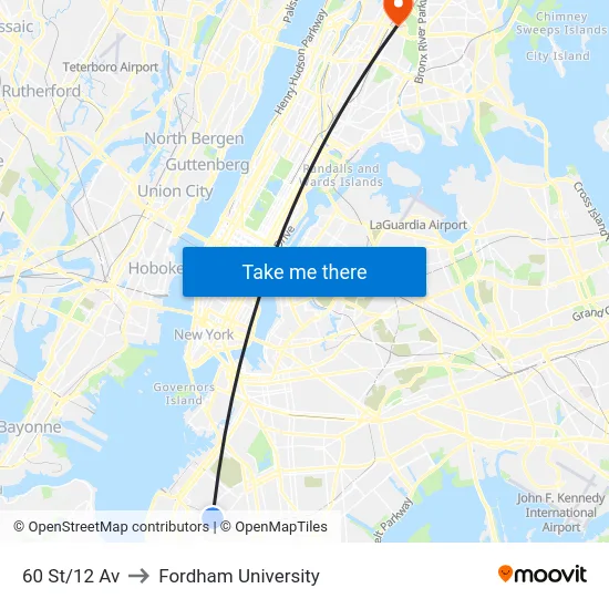 60 St/12 Av to Fordham University map