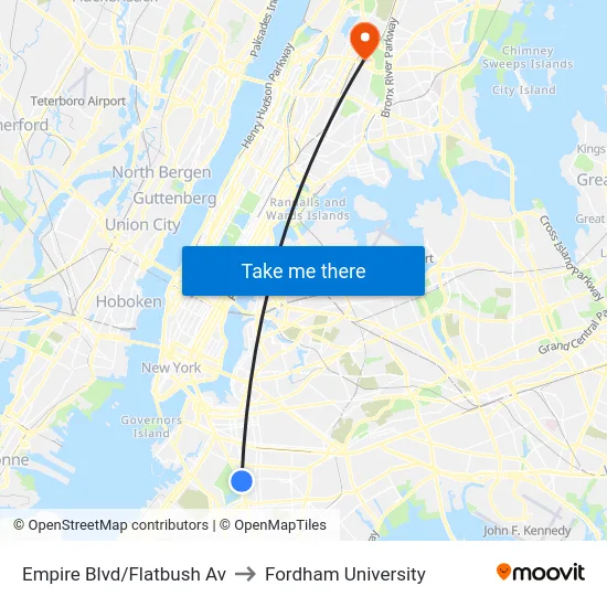 Empire Blvd/Flatbush Av to Fordham University map