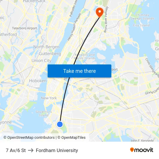 7 Av/6 St to Fordham University map