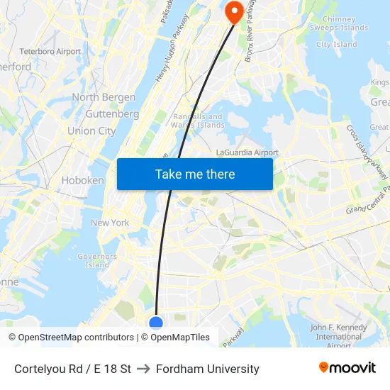 Cortelyou Rd / E 18 St to Fordham University map