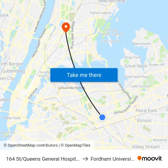 164 St/Queens General Hospital to Fordham University map